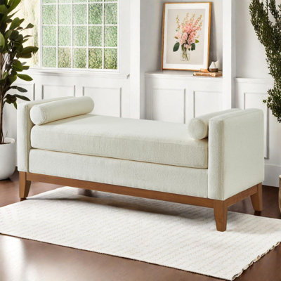 Grand repose-pieds rembourré en tissu avec banc et coussins de fenêtre rembourrés Comfort