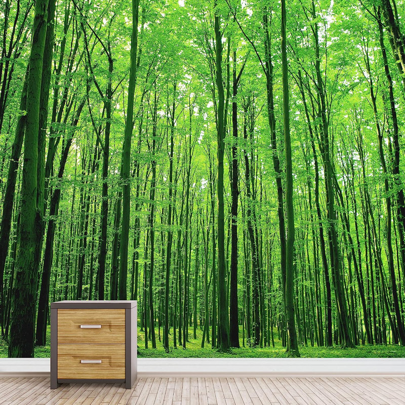 Murale à feuilles vibrantes vert forêt, L 100 po x l 144 po