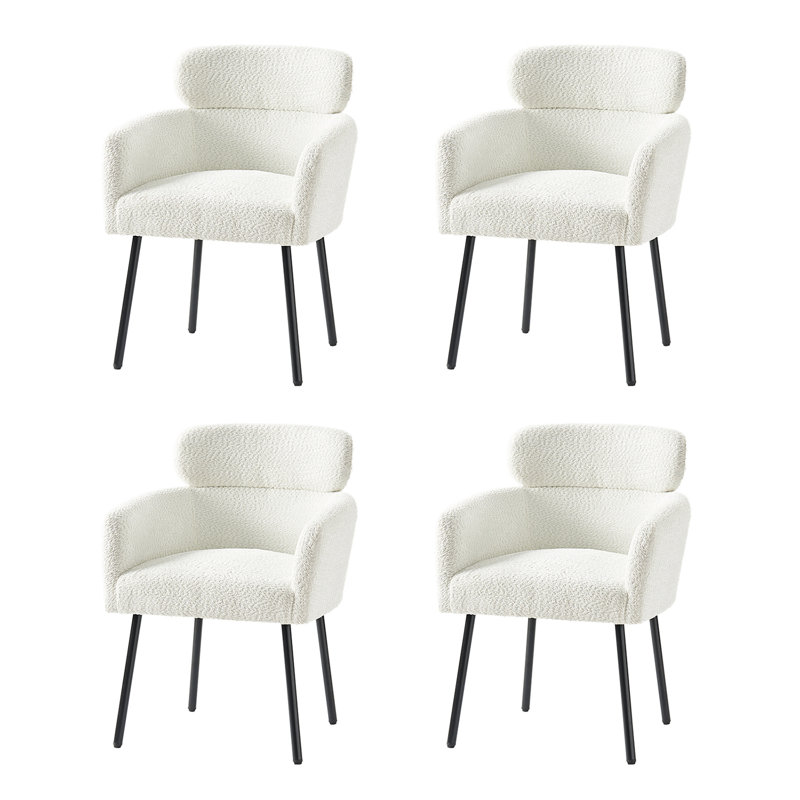 Turgeon Boucle Dining Chair with Adjustment Feet, 4, Ivory