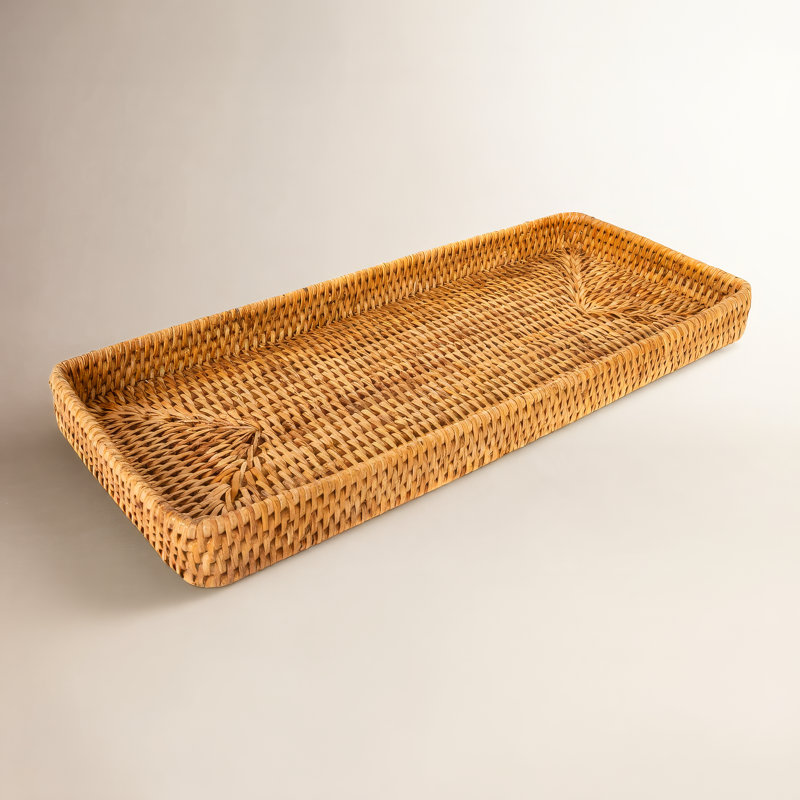 Artifacts Rattan Rectangular Vanity Tray, Honey Brown