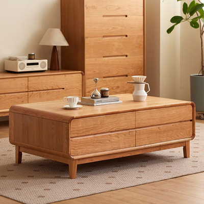 Simple rectangular solid wood coffee table