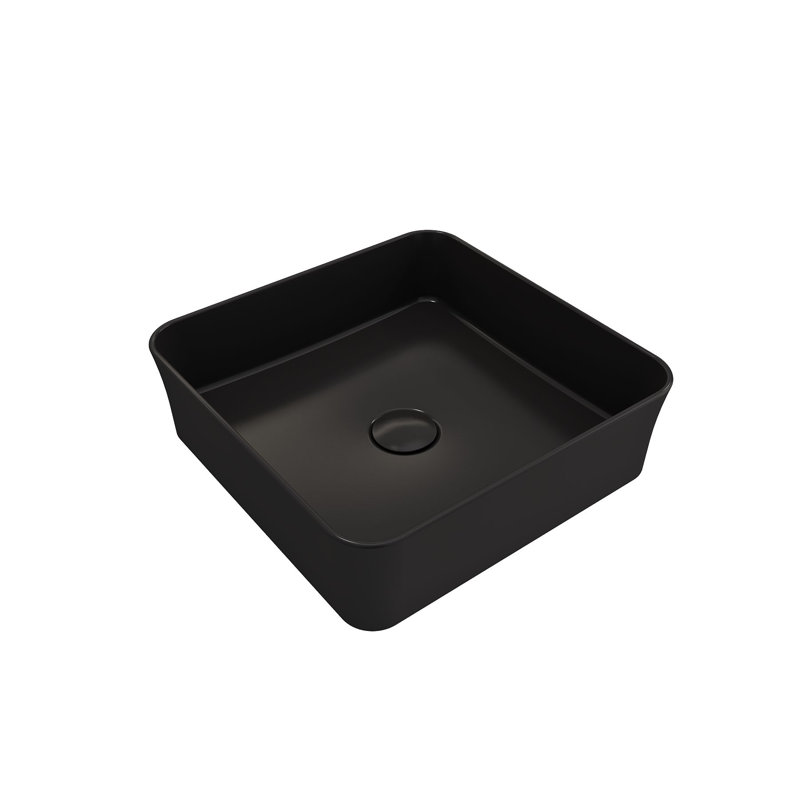 Lavabo de salle de bain vasque carré en argile réfractaire 15,26 "BOCCHI Sottile, Noir mat