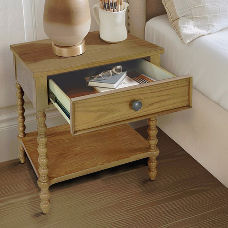 Table de chevet pour chambre à coucher, naturel, Naturel