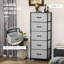 Commode 5 tiroirs, grande commode en tissu pour chambre à coucher, gris