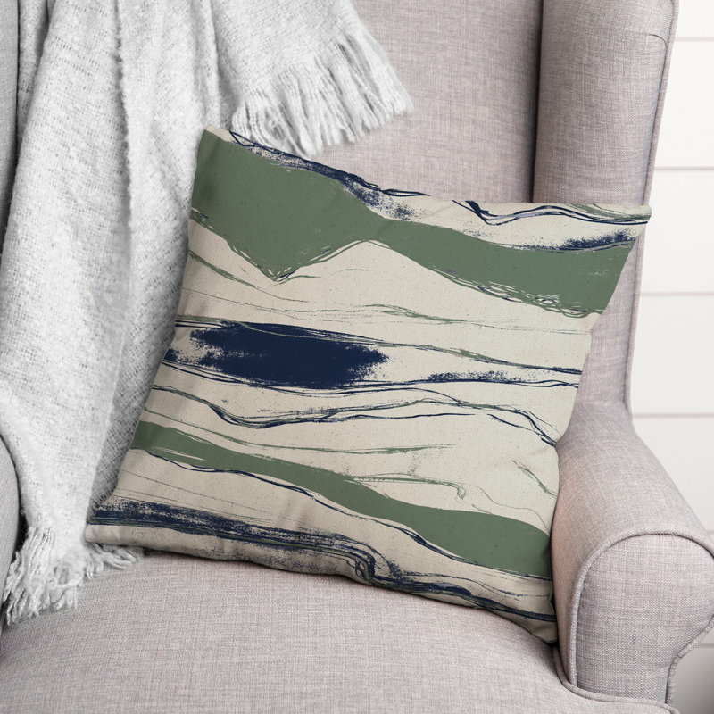  Housse et insert de coussin carré extérieur Flowing Lines, Vert et bleu