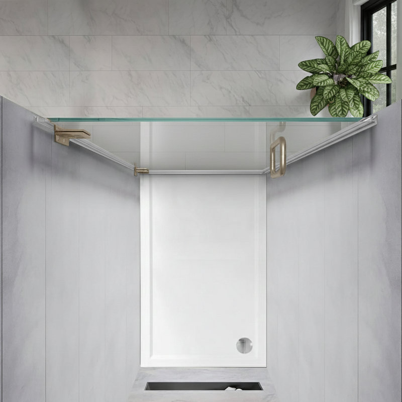 Frameless Hinged Shower Door With 180° Swing 5/16" Tempered Glass Panel For Walk-in Showers, Standard Door