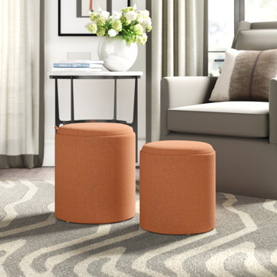 Alvena 15.5" Wide Round Storage Ottoman with Tray Tops