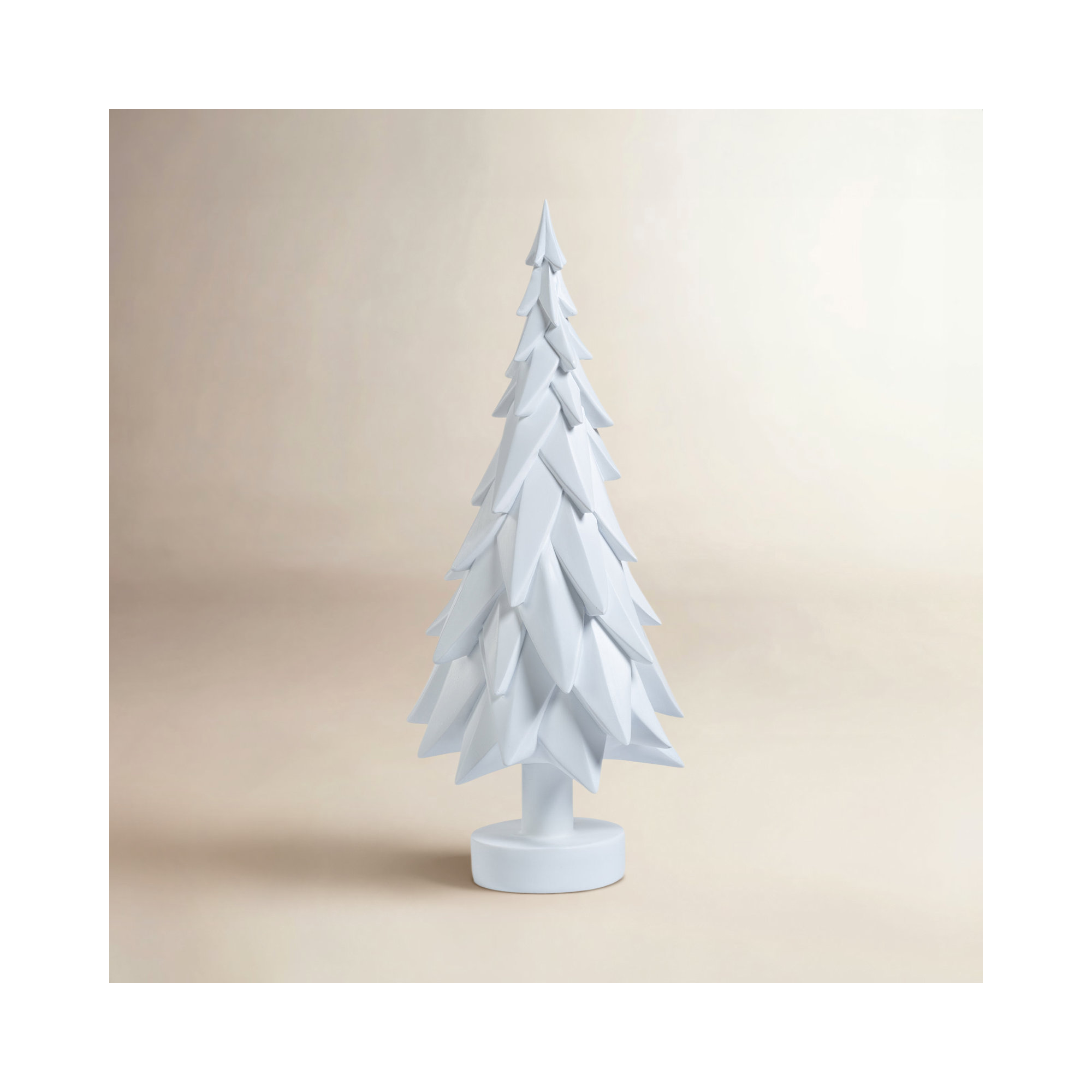 Decorative Tabletop Spruce Tree, 16.75" H x 7.75" W x 7.75" D, White