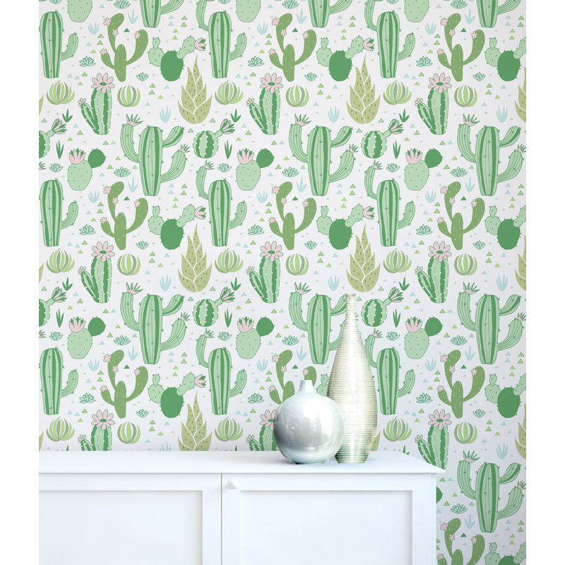 Panneau de papier peint Agaat Cactus Meets Triangles, L 4 po x l 24 po