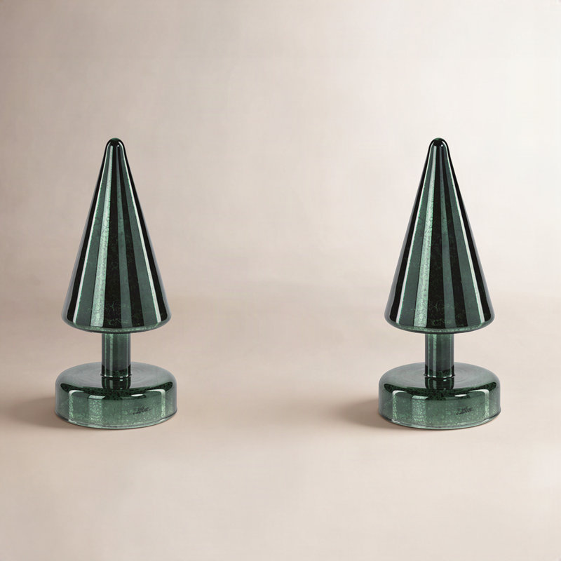 Arbres DEL Sparkle Cone, ensemble de 2, H 7 po x l 3,25 po x P 3,25 po, Vert