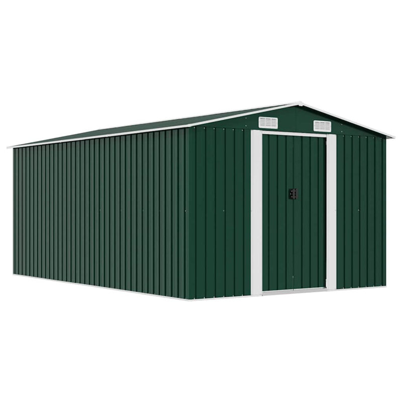 Pamlico 8.43 ft. W x 0 ft. D Metal Traditional Storage Shed, Green, 148.8" W
