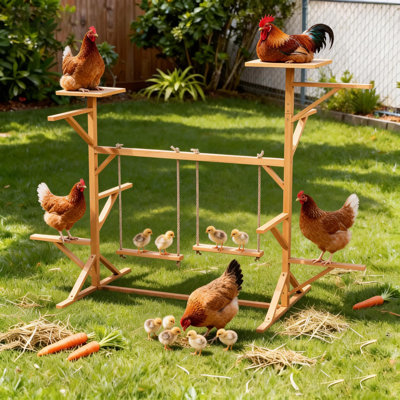 Wooden Chicken Roosting Bars With Swing For Coop Accessories ,natural
