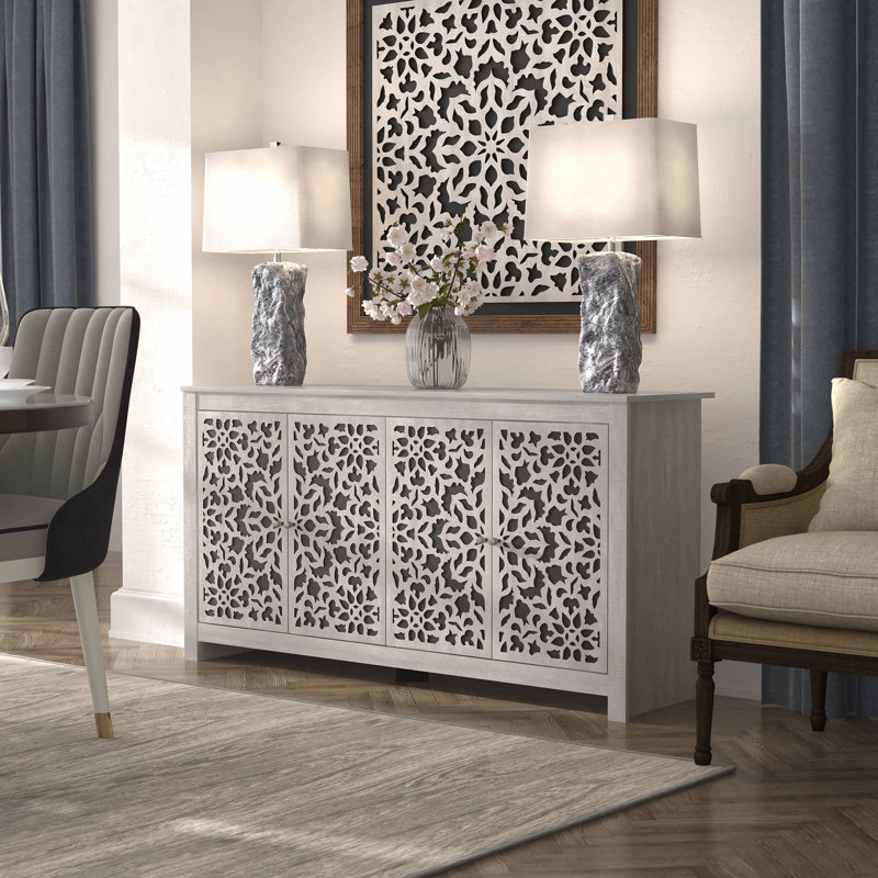 Arrastia 58.4" Wide Sideboard, Dusty Gray Oak/Black