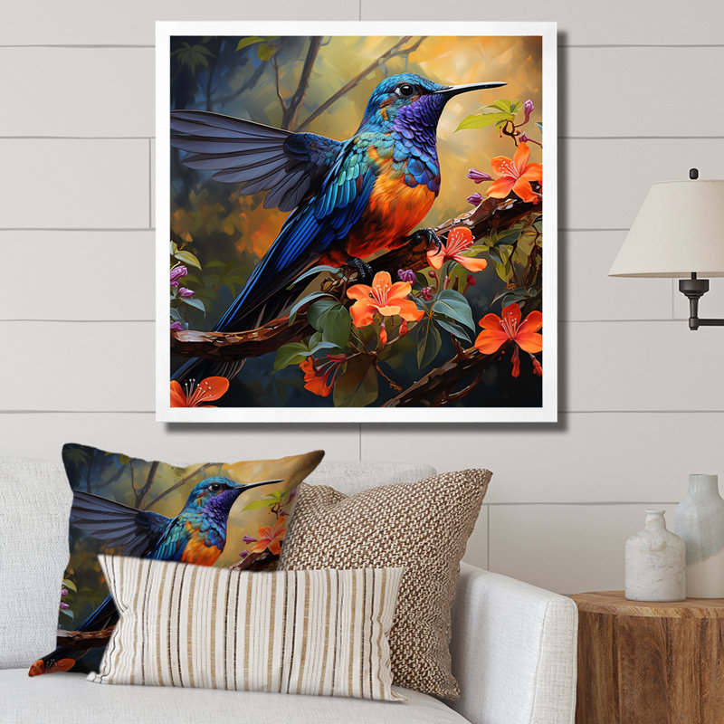 «Humminbird» - Art mural, Toile tendue, H 36 po x l 36 po x P 1,5 po