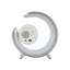 Lampe de chevet intelligente en forme de croissant de lune, DEL argentée, avec double réveil et fonction bruit blanc, rechargeable par USB et commande tactile, idéale pour la chambre, le bureau ou la maison.