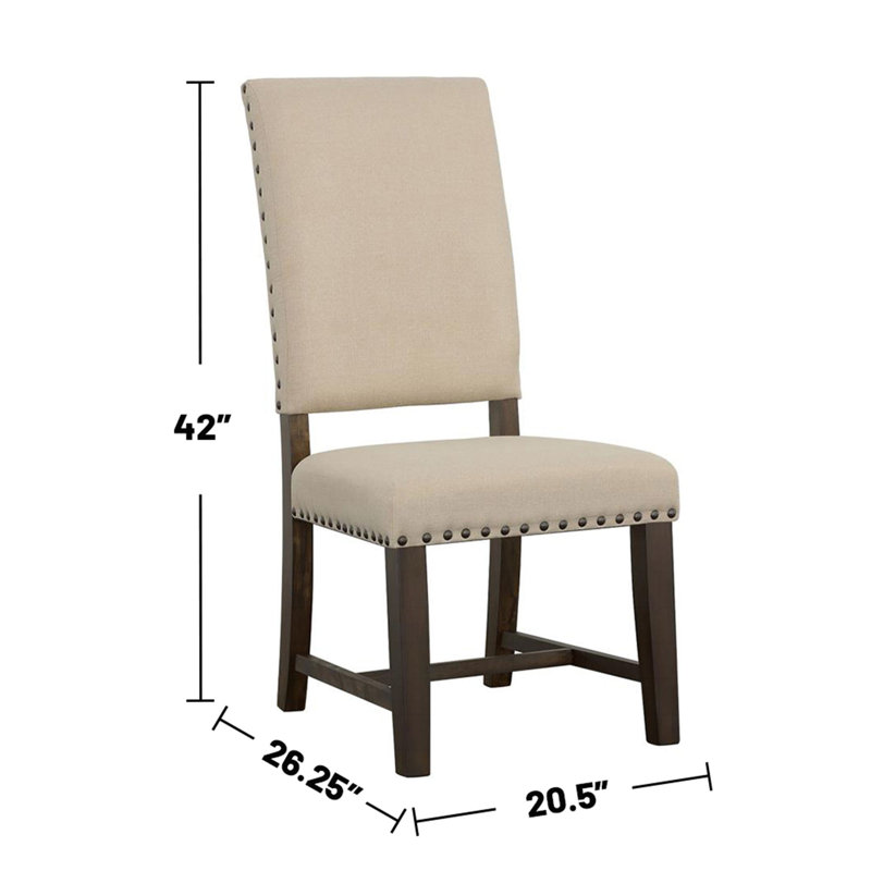 Ensemble de 2 chaises de salle à manger rembourrées en tissu, beige et noir fumé