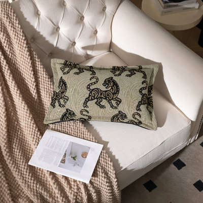 1-Piece Kirin Motif Chenille Throw Pillow Cover 20"x13" for Sofa Couch Chair Living Room Bedroom