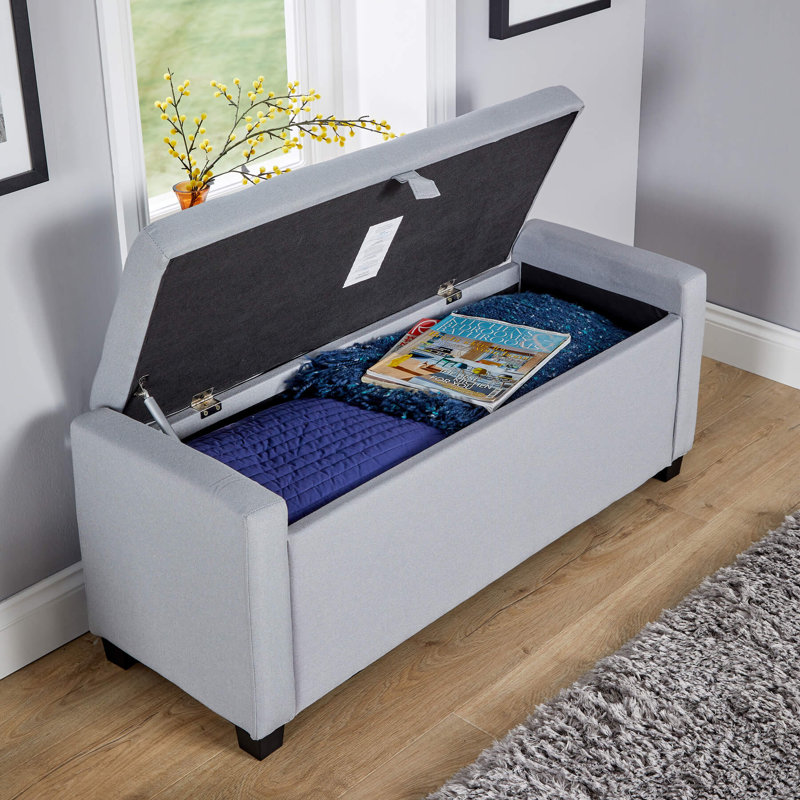 Starke Wide Rectangle Storage Ottoman, Grey