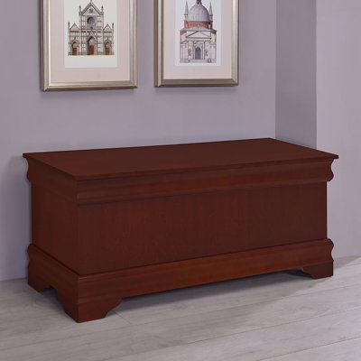 2-Seat 47 Inch Solid Wood Storage Bench, Traditional Brown-Toned Cedar Chest with Enclosed Storage