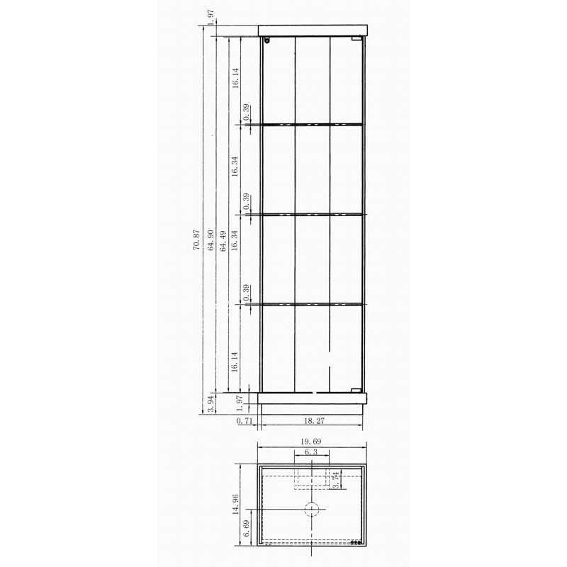Tall White Glass Curio Cabinet with LED Light