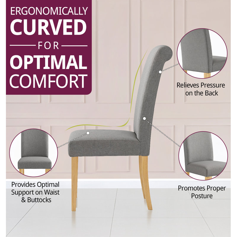 46cm H Linen Upholstered Upholstered Back Parsons Chair, Grey