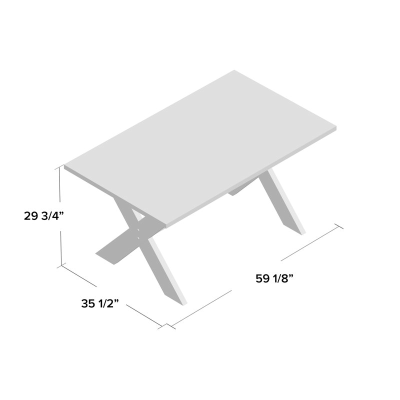 Table de salle à manger à tréteaux 59,1 po Bengte, gris