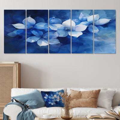 Bleu et blanc délicat pétales de cornouiller I - décoration murale cornouiller - art mural traditionnel