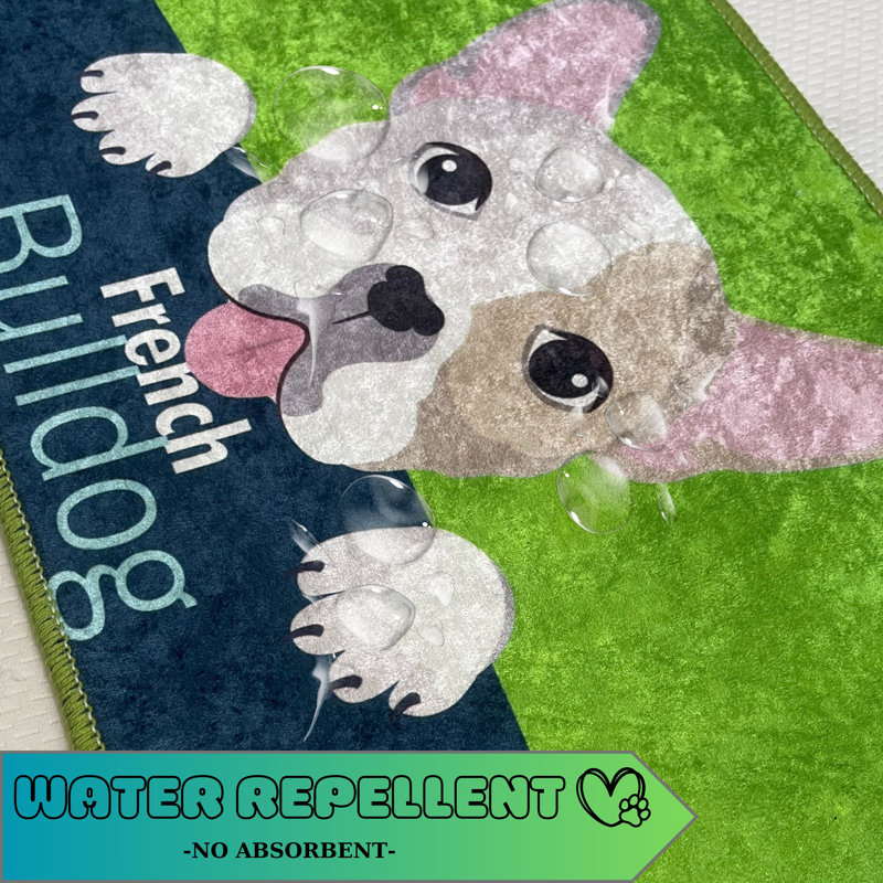 Tapis vert pour chien French Bulldog - 23,5 x 15,5 po (60 x 39 cm)
