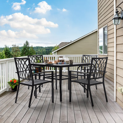 4 - Person Metal Patio Dining Set with Square Table