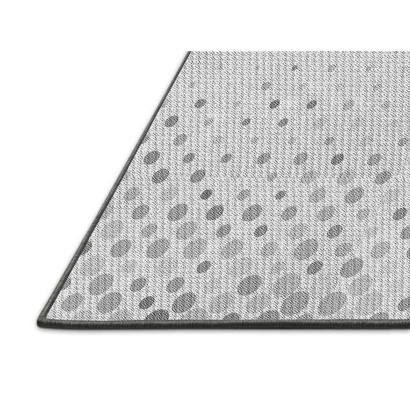 Tapis gris à pois en laine, Rectangle 2 pi x 4 pi