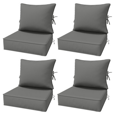 6.5″ Outdoor Replacement Cushion Set, Deep Seating Seat / Back Cushion Set, 24″W X 24″ D, Set Of 4