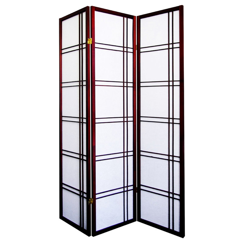 Paravent 70 po 3 po avec finition cerisier - pin, charnière pour espace, pièce intérieure élégante en bois de pin, flexibilité, cloison moderne