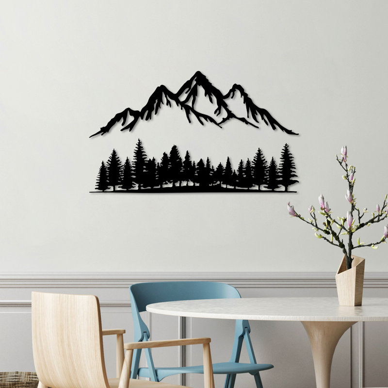 Stylish Decorative Metal Wall Accessory, Black Finish, 27.6 x 8.7 inches & 27.6 x 15.7 inches | 100% Metal, Thickness: 0.06 inches | Easy Wall Mount Design, Perfect for Home Decor & Modern Interiors