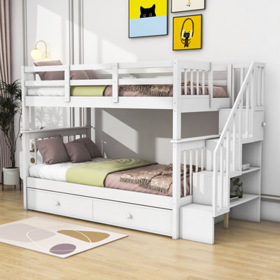 Abie Twin over Twin Bunk Bed with Trundle and Shelves by Harriet Bee