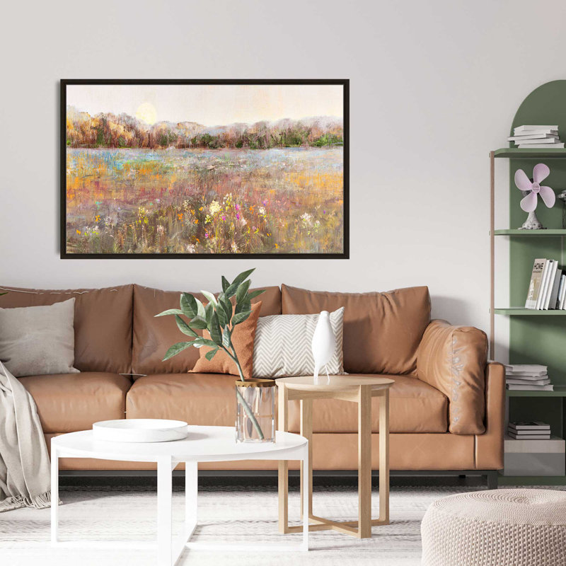Meadow Moonrise par Katie Swatland - Peinture, L 43,5 po x H 27,5 po, Encadrement brun