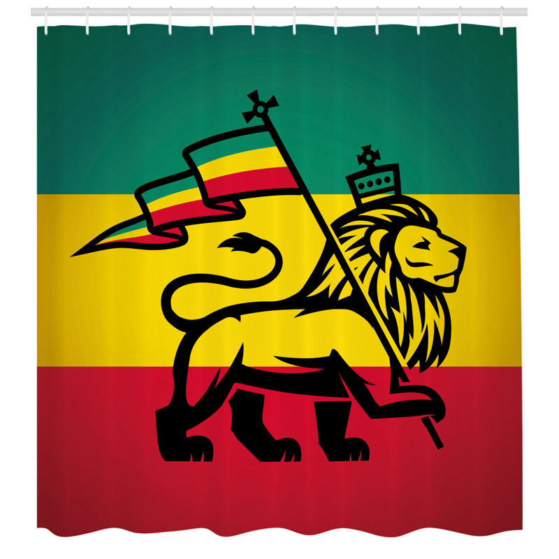 Ensemble de rideau de douche et crochets rasta, H 84 po x l 69 po