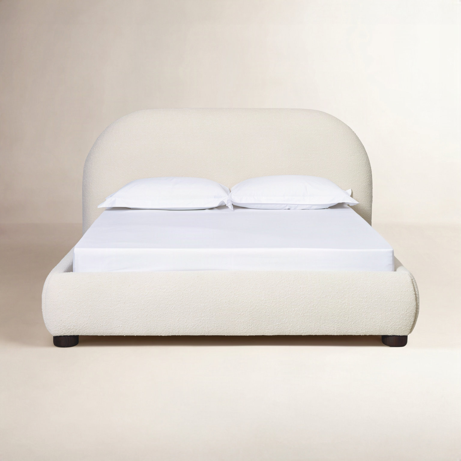 Tesso Velvet Upholstered Bed, Cream, Queen