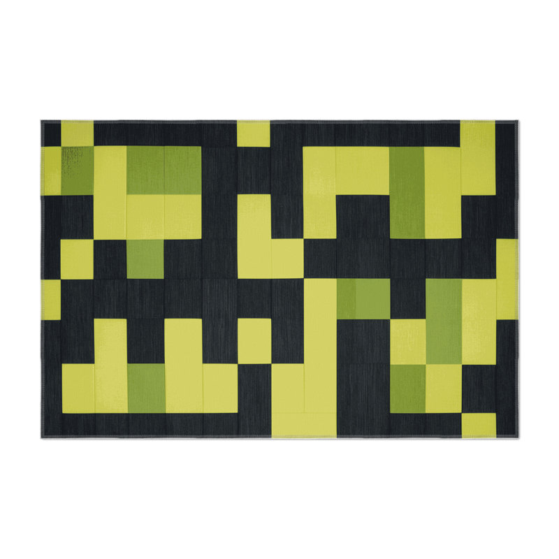 Tapis intérieur / extérieur noir à carreaux, Rectangle 4pi x 6 pi