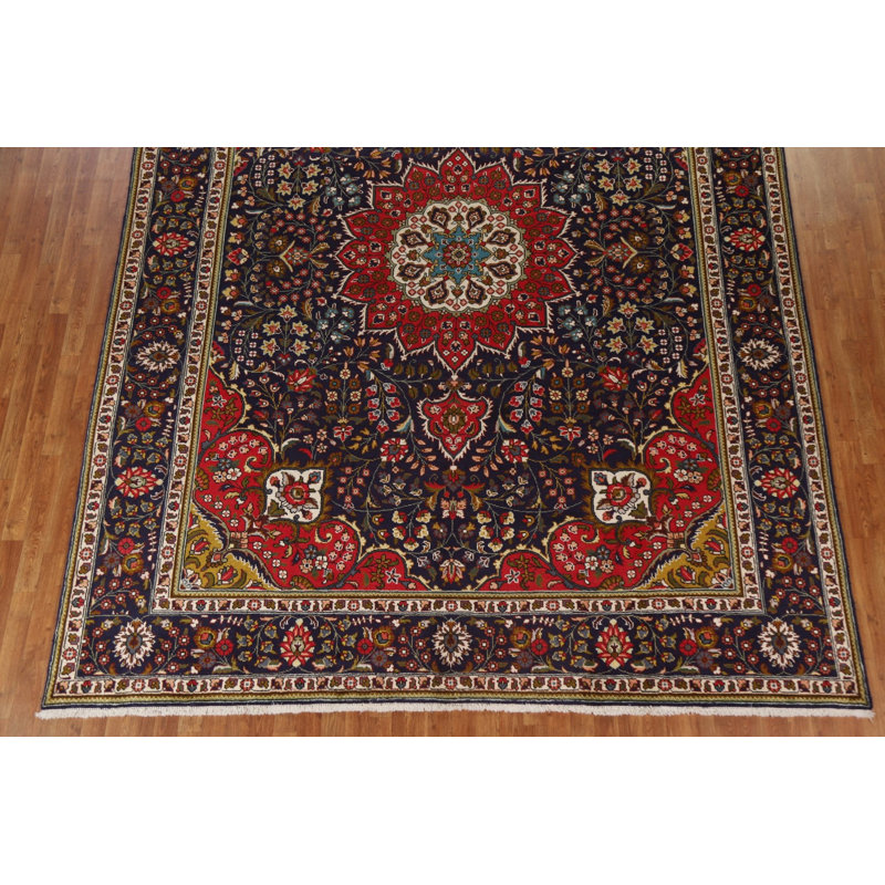 Tapis persan à motif végétal Tabriz noué à la main 10 x 13