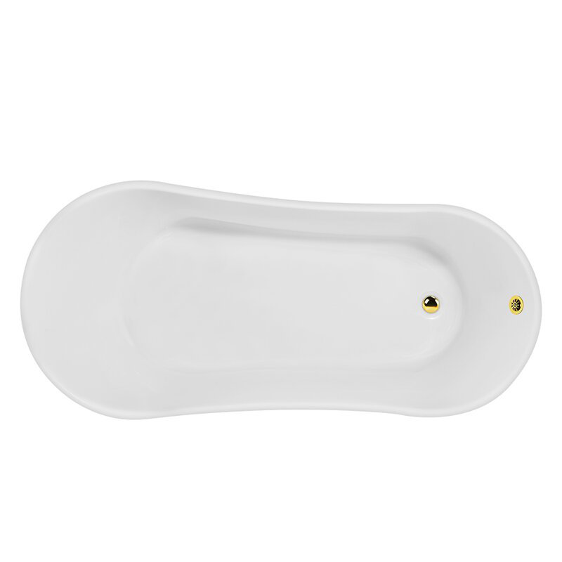 67" Streamline Clawfoot Soaking Acrylic Bathtub, Polished Gold, Polished Gold