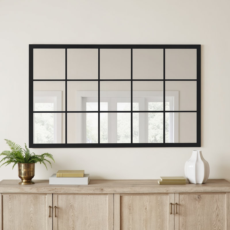 Suffolk Metal Flat Wall Mirror, Black