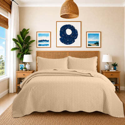California King Embossed Microfiber Coverlet Set – Lightweight & Oversized Bedding Set