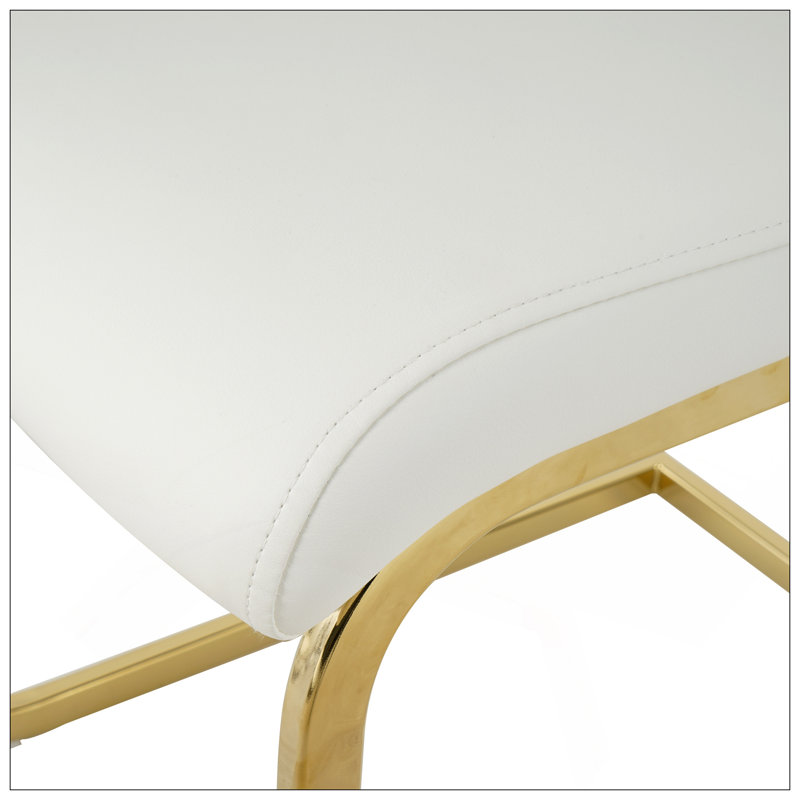 Table de salle à manger rectangulaire moderne en verre simple, comptoir en verre trempé résistant à l'usure, pieds plaqués or, ensemble de chaises de salle à manger en polyuréthane, convient à une cuisine de restaurant