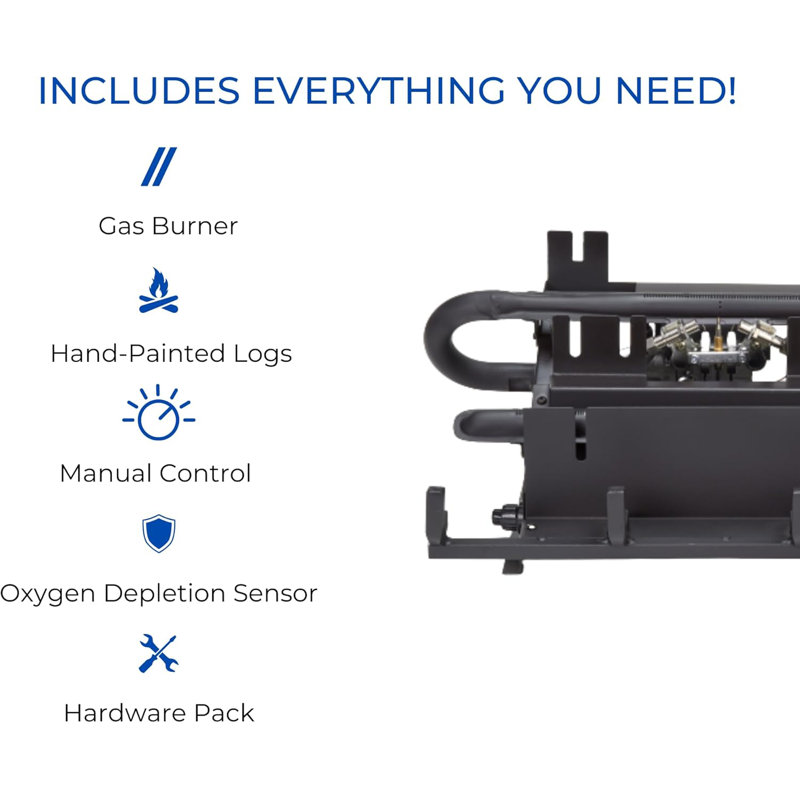 HearthSense Ventless Dual Fuel Gas Log Set, 30,000 BTU, Manual Control - Model# VFL18M