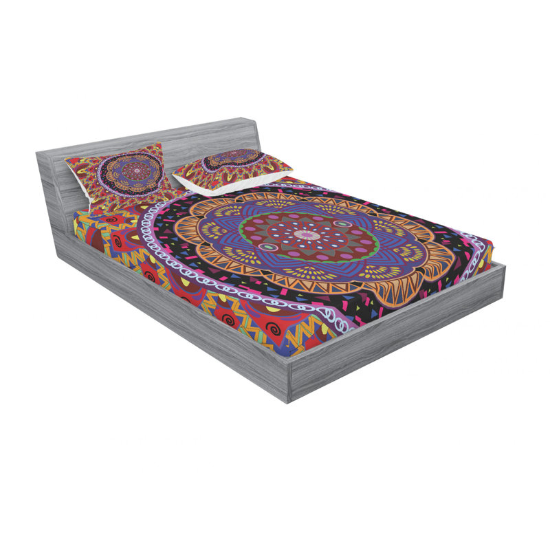 Microfiber Paisley Sheet Set, Full/Double Sheet Set with Fitted Sheet, Abstract