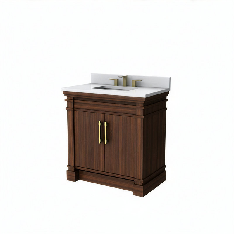 FLW Harmony 36 Wood Sink Vanity, 36, Walnut