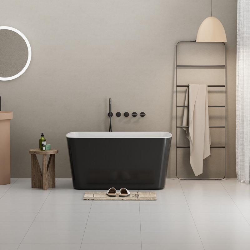 49'' Acrylic Freestanding Soaking Bathtub, Black