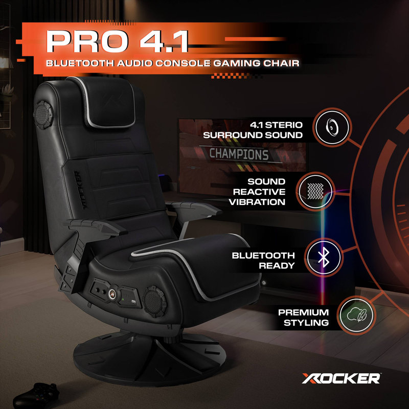 X Rocker Swiveling PC & Racing Game Chair with Built-in Speakers in Black