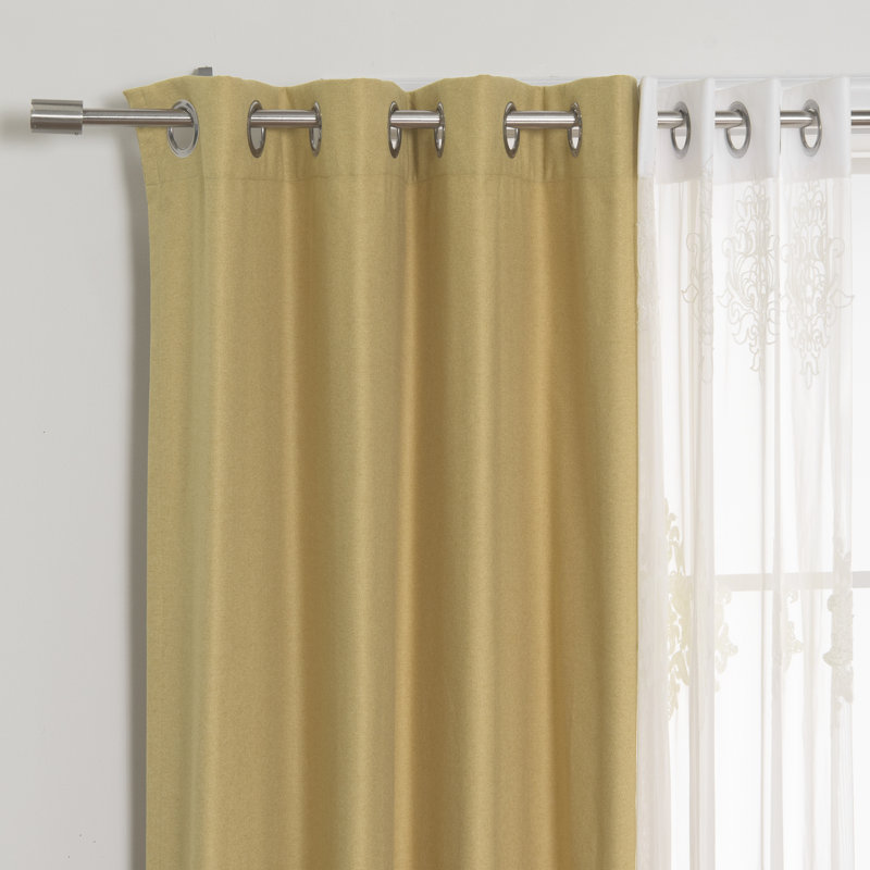 Paire de rideaux semi-transparents avec œillets Blanca, Moutarde