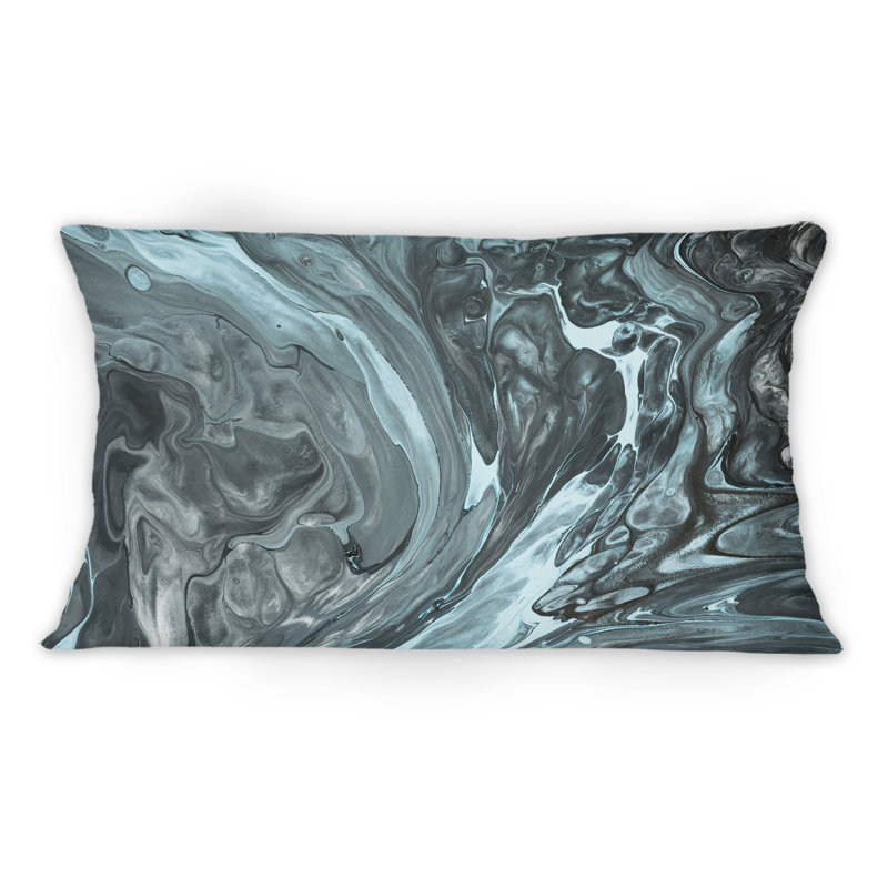 Coussin décoratif à imprimé moderne gris et turquoise